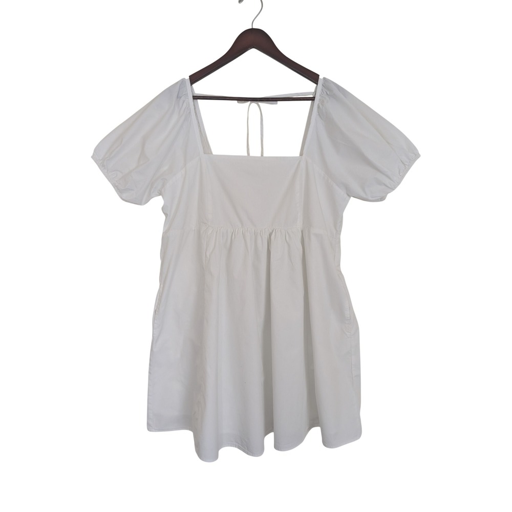 Draper James White‎ Cotton Puff Sleeve Smocked Back Mini Dress XXL Womens
